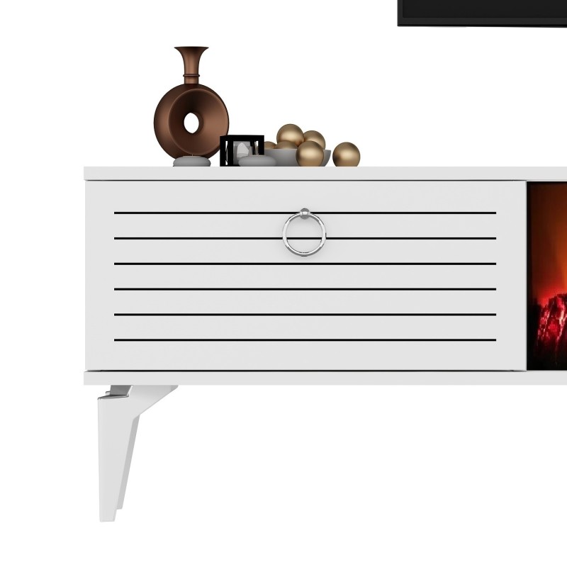 TV Stand Arona Fireplace - White White