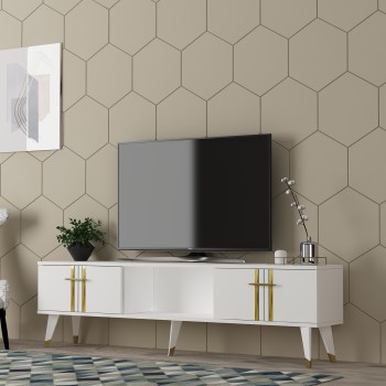 TV Stand Asel - White, Gold White
Gold
