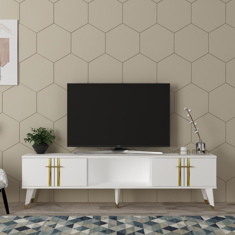 TV Stand Asel - White, Gold White
Gold