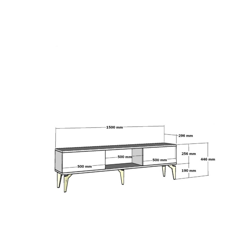 TV Stand Asel - White, Gold White
Gold