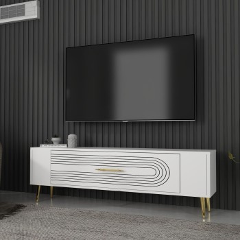 TV Stand Retrol3 - White, Gold White
Gold