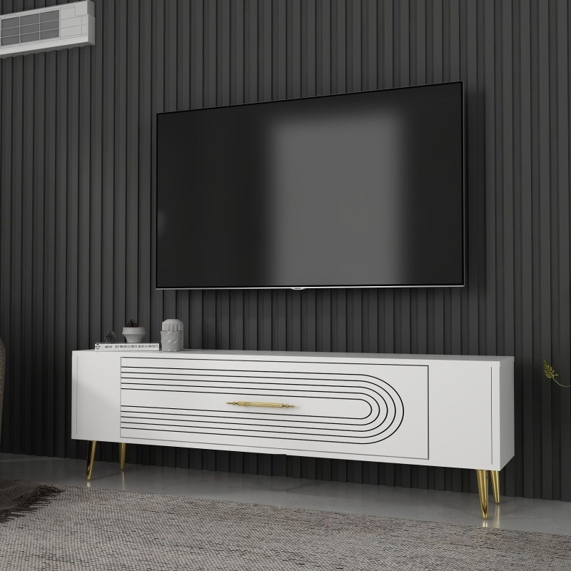 TV Stand Retrol3 - White, Gold White
Gold