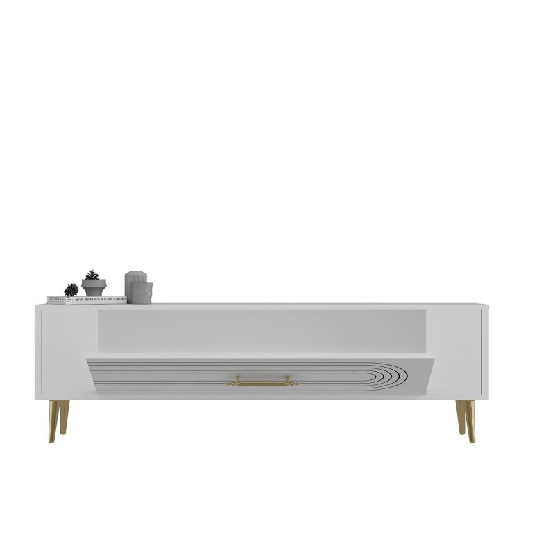 TV Stand Retrol3 - White, Gold White
Gold