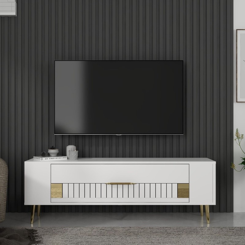 TV Stand Retrolp4 - White, Gold White
Gold