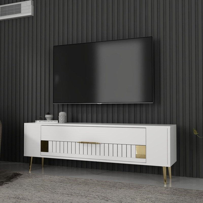 TV Stand Retrolp4 - White, Gold White
Gold