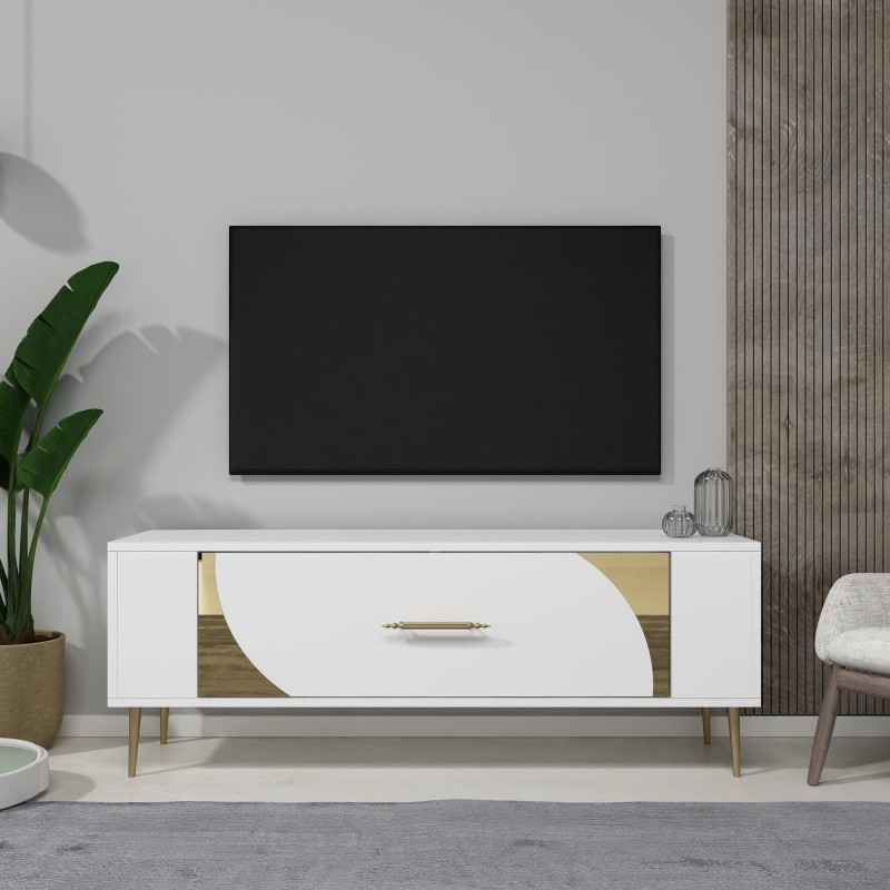 TV Stand Retrop2 - White, Gold White
Gold