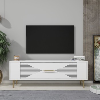 TV Stand Retrol1 - White, Gold White
Gold