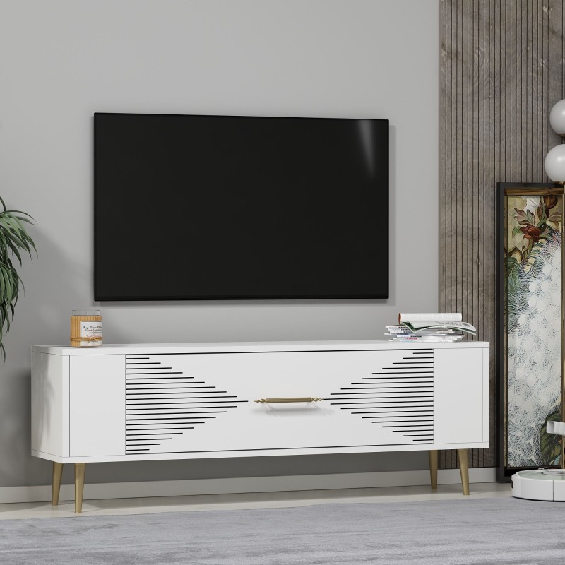 TV Stand Retrol1 - White, Gold White
Gold
