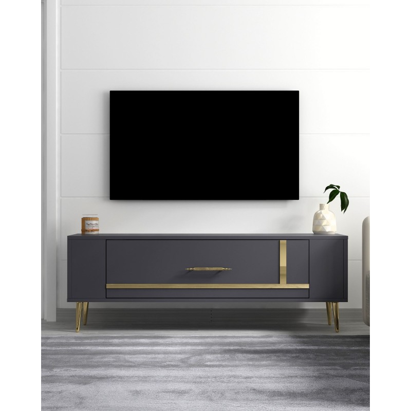 TV Stand Retrop1 - Anthracite, Gold Anthracite
Gold