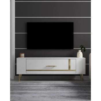 TV Stand Retrop1 - White, Gold White
Gold