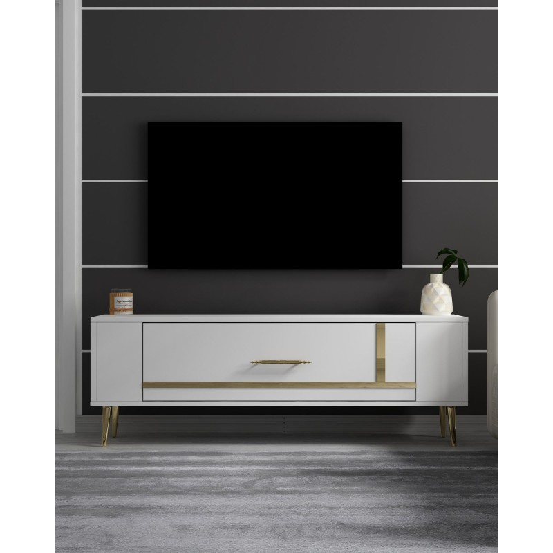 TV Stand Retrop1 - White, Gold White
Gold