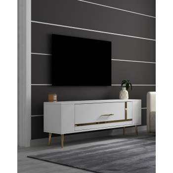 TV Stand Retrop1 - White, Gold White
Gold