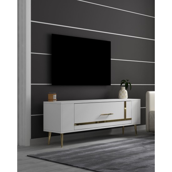 TV Stand Retrop1 - White, Gold White
Gold TV Stand Retrop1 - White, Gold White
Gold