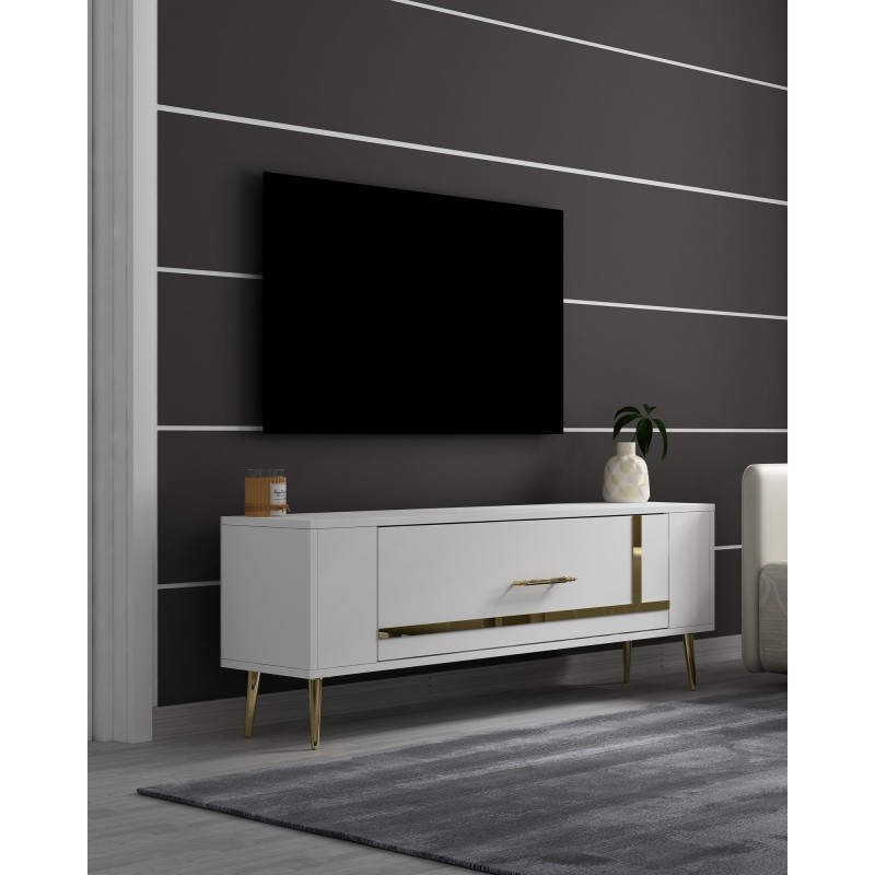 TV Stand Retrop1 - White, Gold White
Gold