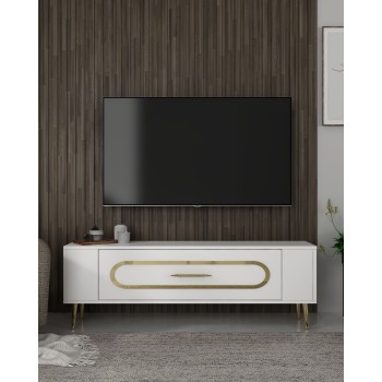 TV Stand Retrop3 - White, Gold White
Gold