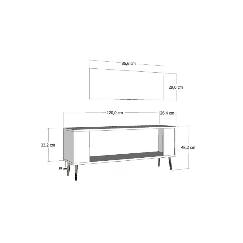 TV Stand Retrolp1 - Anthracite, Gold Anthracite
Gold