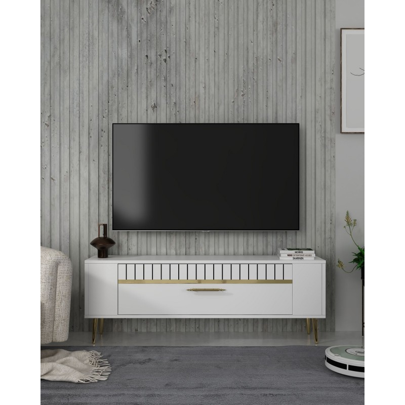 TV Stand Retrolp1 - White, Gold White
Gold