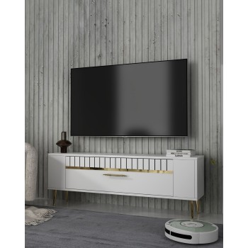 TV Stand Retrolp1 - White, Gold White
Gold
