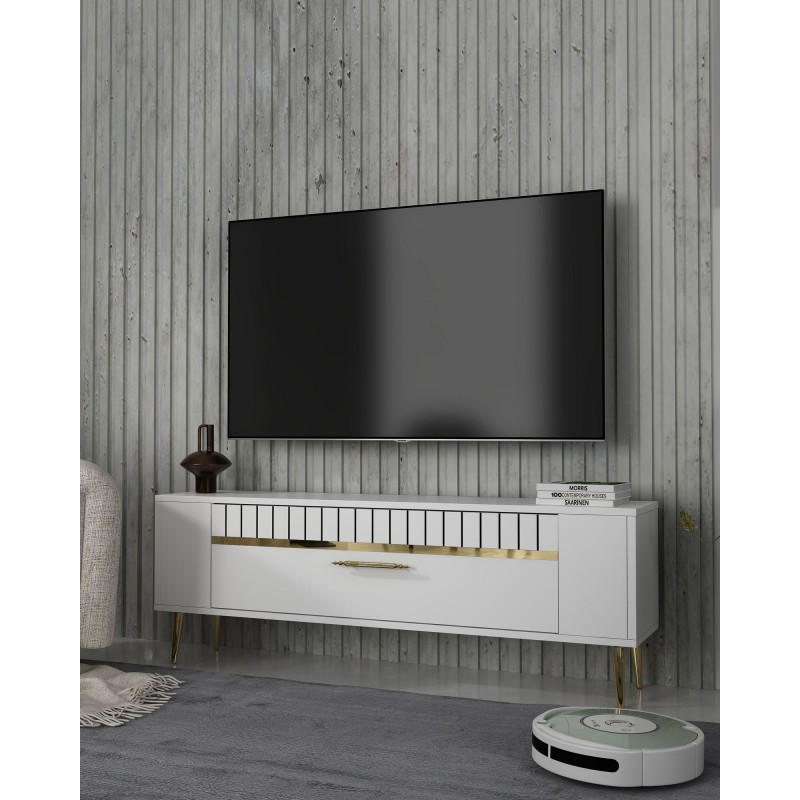 TV Stand Retrolp1 - White, Gold White
Gold