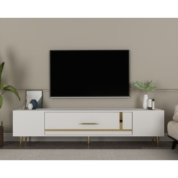 TV Stand Dekop1 - White, Gold White
Gold
