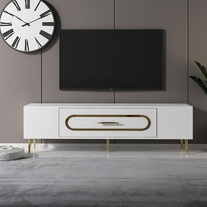 TV Stand Dekop3 - White, Gold White
Gold