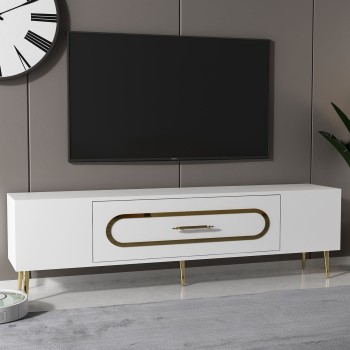 TV Stand Dekop3 - White, Gold White
Gold