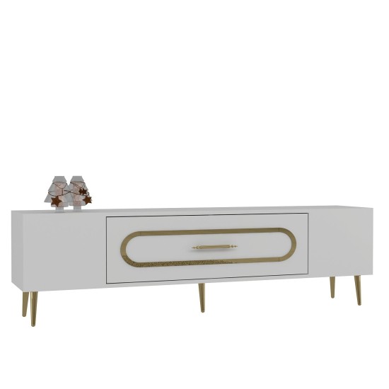 TV Stand Dekop3 - White, Gold White
Gold