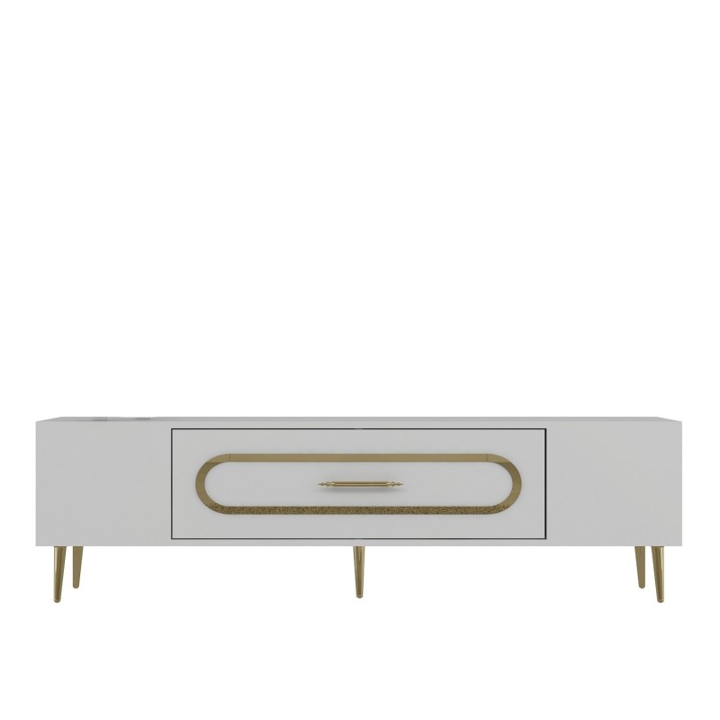 TV Stand Dekop3 - White, Gold White
Gold