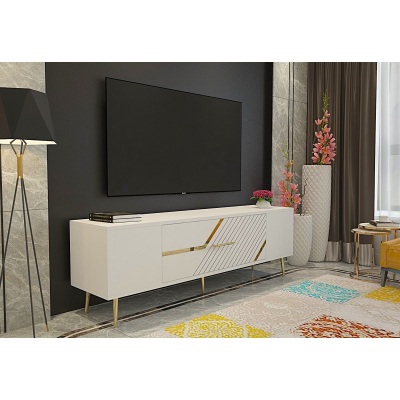 TV Stand Dekolp5 - White, Gold White
Gold