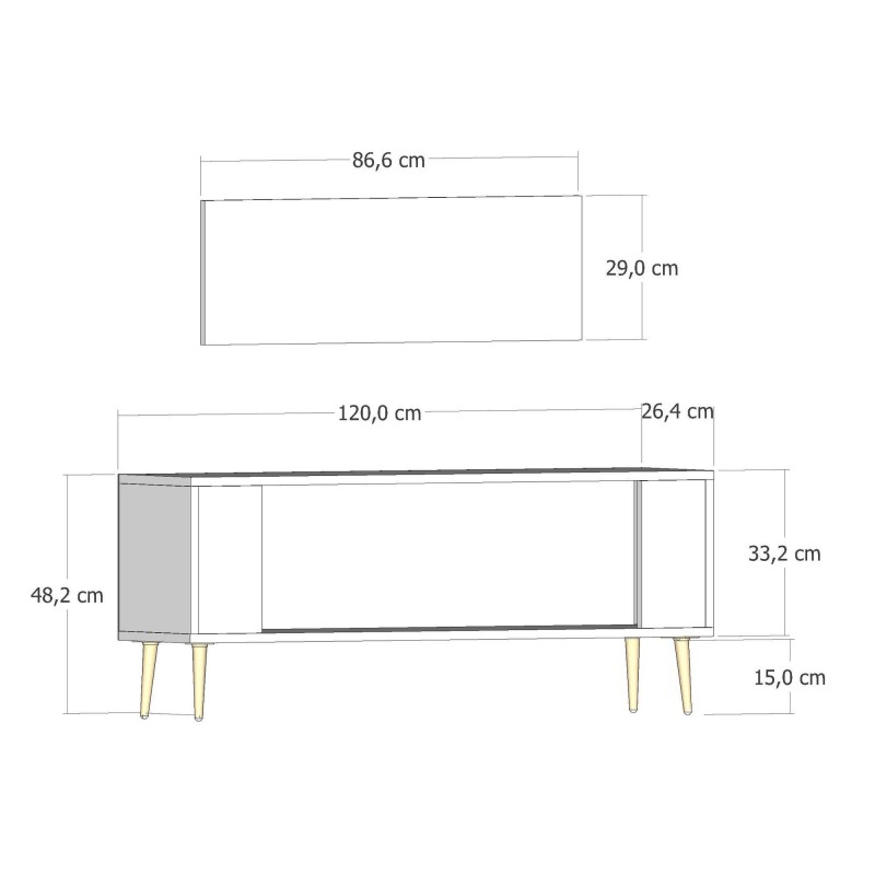 TV Stand Retrolp5 - Anthracite, Gold Anthracite
Gold