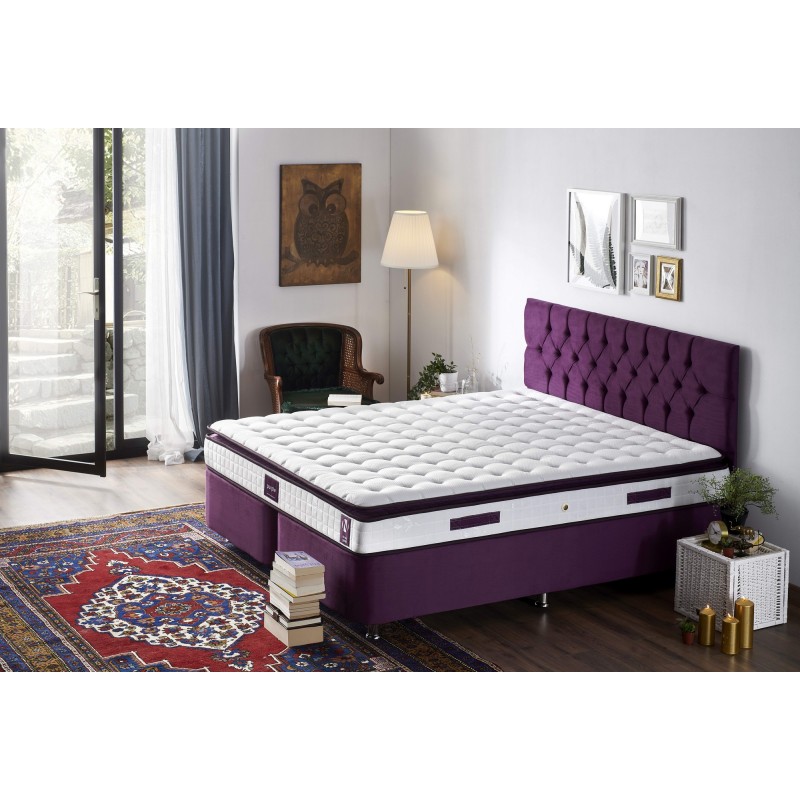 Mattress Purple 140x190 cm Double Size Padded Soft Mattress White
Purple