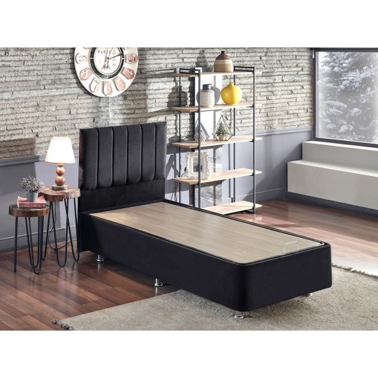 Single Bed Base & Headboard Ela Single - Black (90 x 190) Black Single Bed Base & Headboard Ela Single - Black (90 x 190) Black