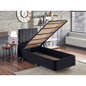 Single Bed Base & Headboard Ela Single - Black (90 x 190) Black