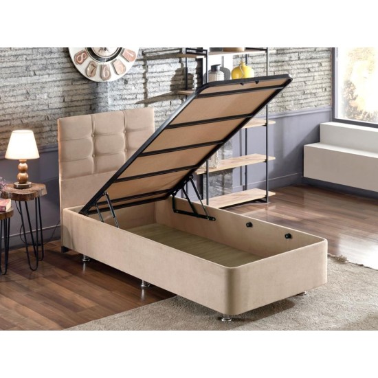 Single Bed Base & Headboard Polo - Light Brown (90 x 190) Light Brown Single Bed Base & Headboard Polo - Light Brown (90 x 190) Light Brown