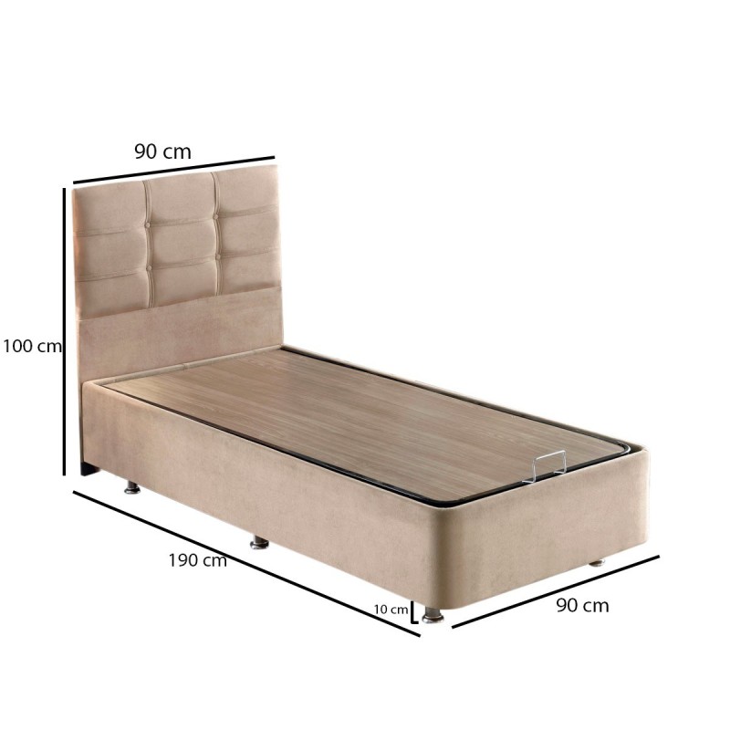 Single Bed Base & Headboard Polo - Light Brown (90 x 190) Light Brown
