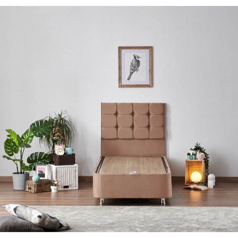 Single Mattress, Base & Headboard Latte - Light Brown (90 x 190) Light Brown