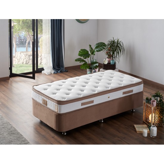 Single Mattress, Base & Headboard Latte - Light Brown (120 x 200) Light Brown Single Mattress, Base & Headboard Latte - Light Brown (120 x 200) Light Brown