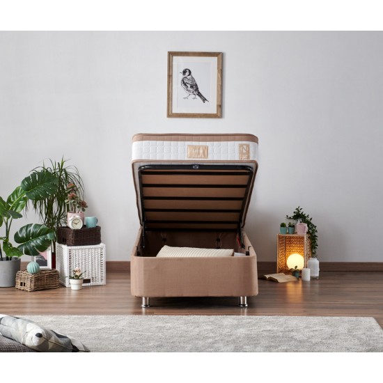 Single Mattress, Base & Headboard Latte - Light Brown (120 x 200) Light Brown Single Mattress, Base & Headboard Latte - Light Brown (120 x 200) Light Brown