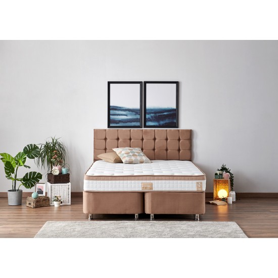 Double Mattress, Base & Headboard Latte - Light Brown (160 x 200) Light Brown Double Mattress, Base & Headboard Latte - Light Brown (160 x 200) Light Brown