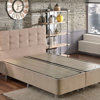 Διπλό Κρεβάτι & Προσκέφαλο - 180x200 -  Ela Double - Χρώμα Ανοιχτό καφέ 