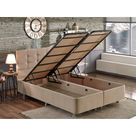 Διπλό Κρεβάτι & Προσκέφαλο - 180x200 - Ela Double - Χρώμα Ανοιχτό καφέ Διπλό Κρεβάτι & Προσκέφαλο - 180x200 - Ela Double - Χρώμα Ανοιχτό καφέ