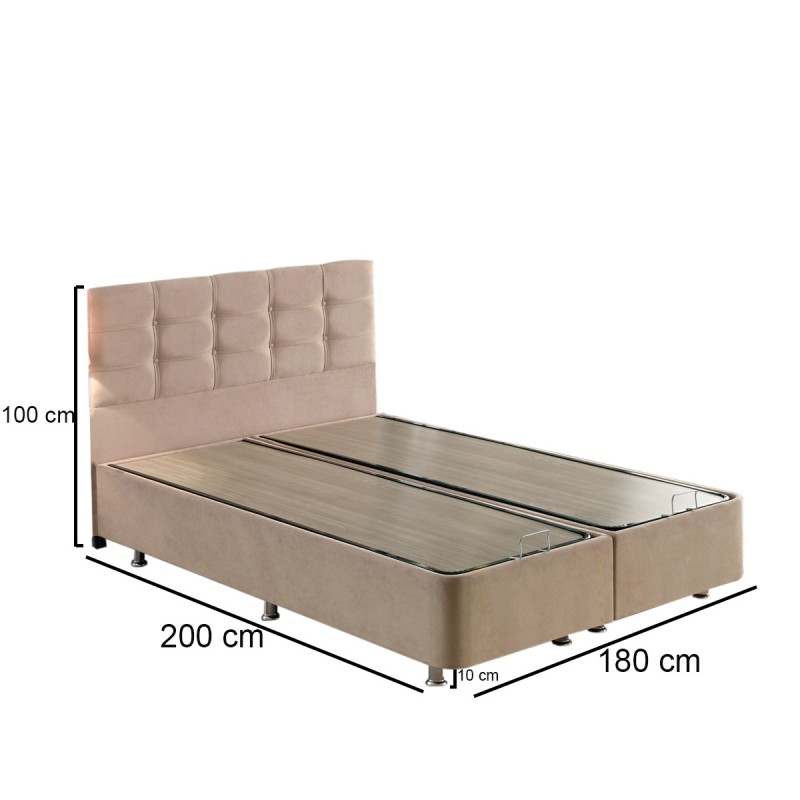 Διπλό Κρεβάτι & Προσκέφαλο - 180x200 -  Ela Double - Χρώμα Ανοιχτό καφέ