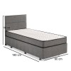 Single Bed Base & Headboard Silver - Grey (90 x 190) Grey
