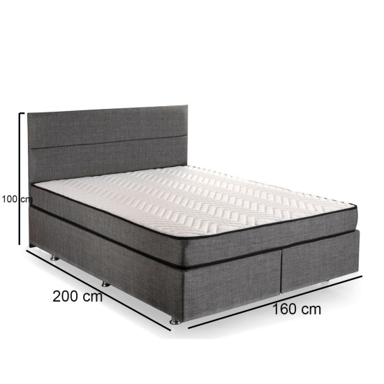 Διπλό Κρεβάτι & Στρώμα 60x200 - Silvia - Χρώμα Γκρι Διπλό Κρεβάτι & Στρώμα 60x200 - Silvia - Χρώμα Γκρι