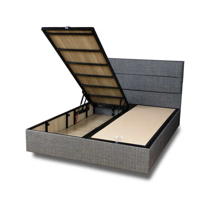 Διπλό Κρεβάτι & Στρώμα 60x200 - Silvia - Χρώμα Γκρι