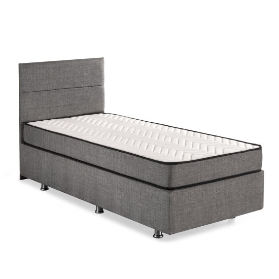 Single Mattress, Base & Headboard Silver - Grey (100 x 200) Grey Single Mattress, Base & Headboard Silver - Grey (100 x 200) Grey