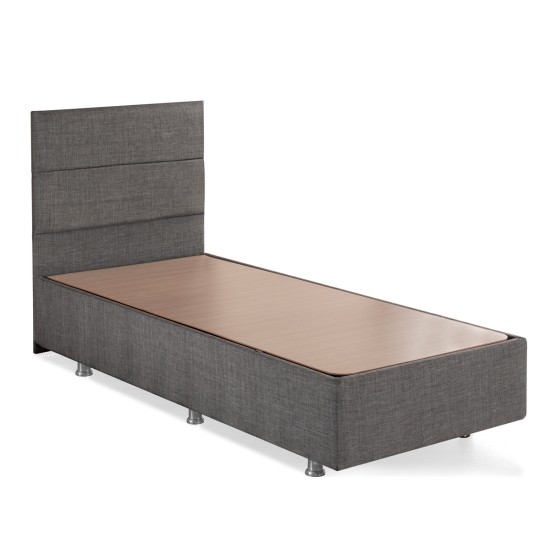 Single Mattress, Base & Headboard Silver - Grey (90 x 190) Grey Single Mattress, Base & Headboard Silver - Grey (90 x 190) Grey