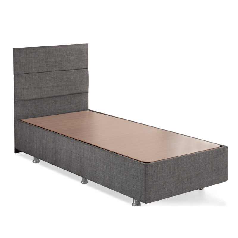 Single Mattress, Base & Headboard Silver - Grey (80 x 180) Grey