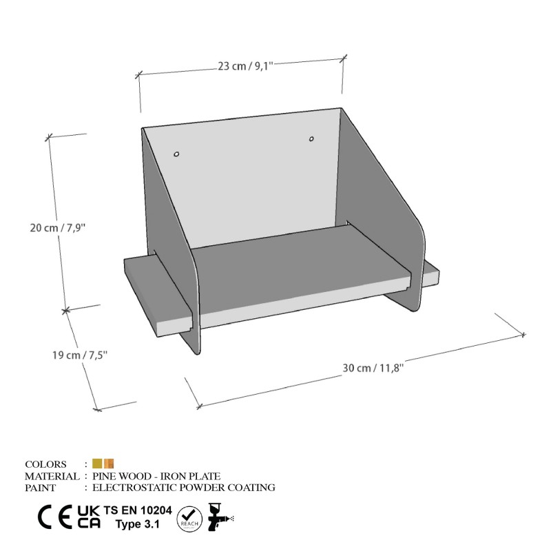Wall Shelf Short Arm - Black Black