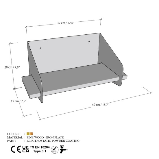 Wall Shelf Medıum Arm - Black Black Wall Shelf Medıum Arm - Black Black